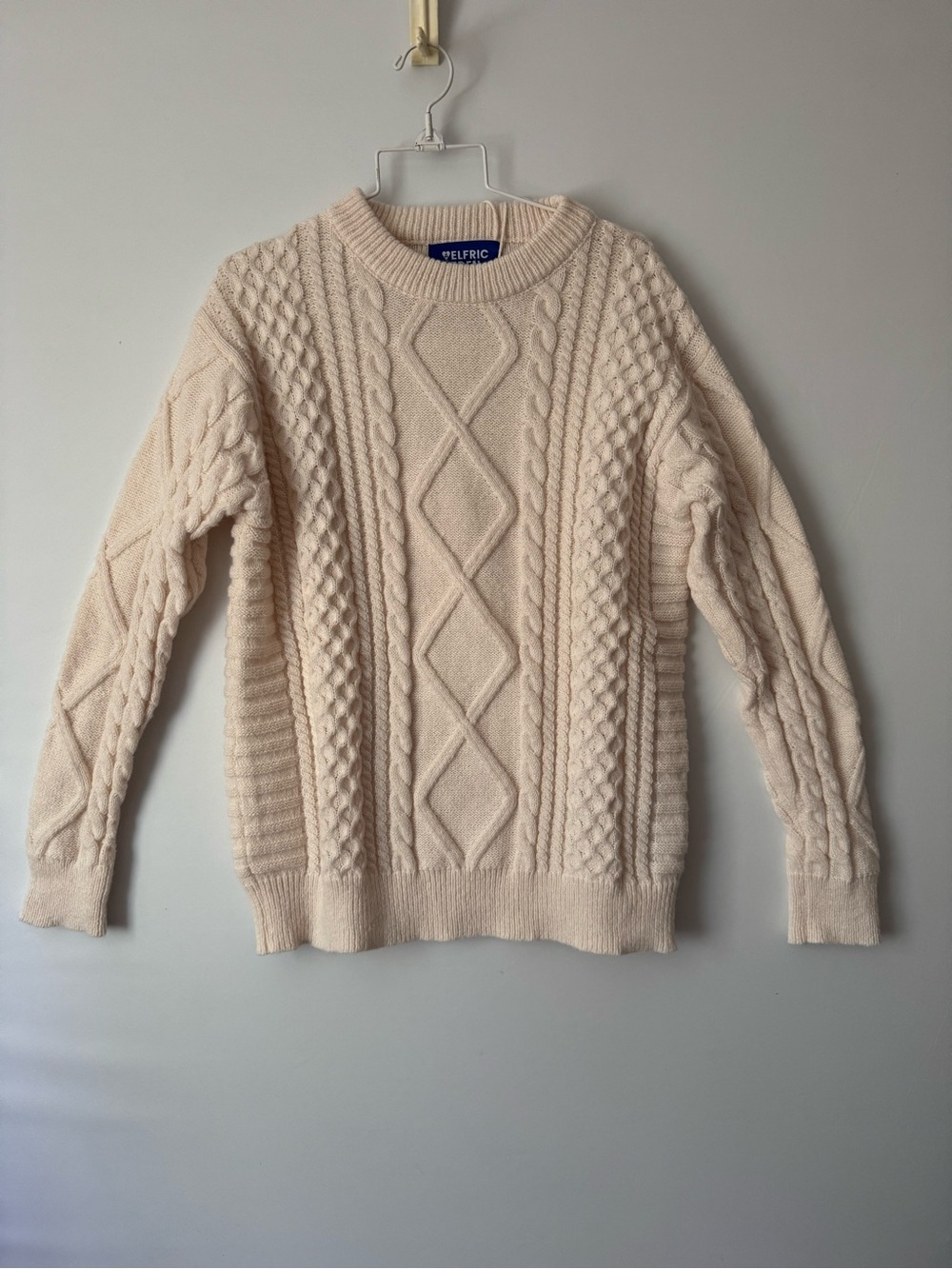 ELFRIC Eden Sweater Womens M Ivory Cable Knit Textured Pullover New With Tag